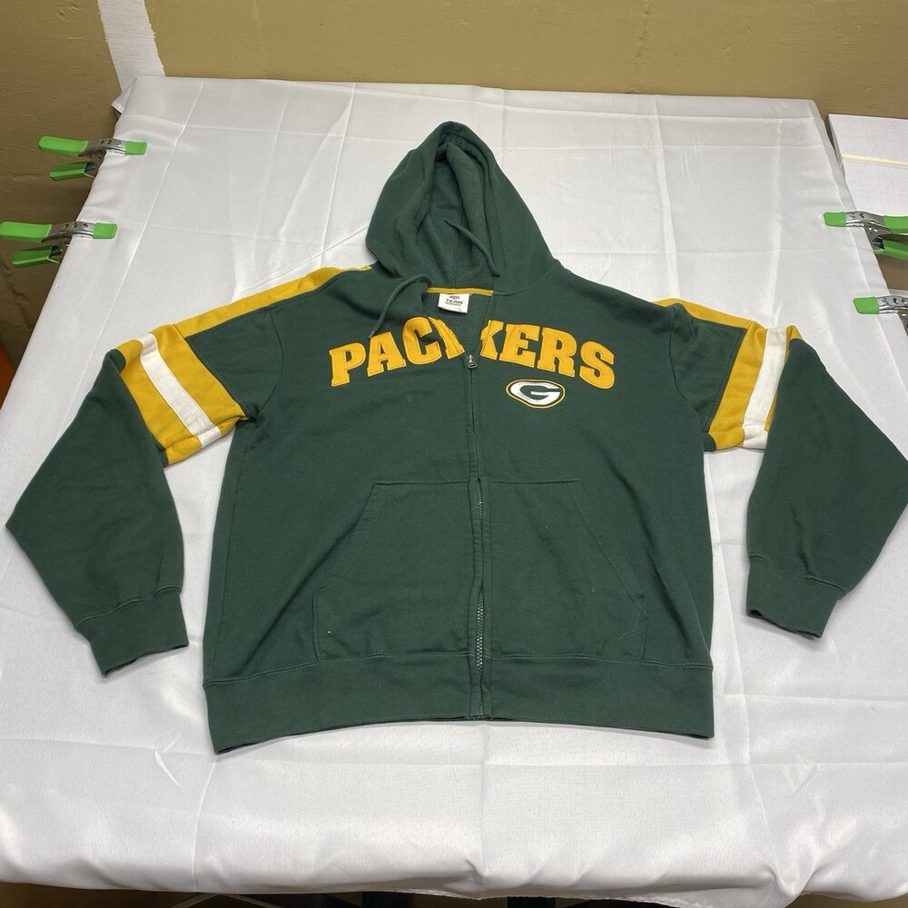 NFL Team Apparel Green Bay Packers Zip Up Hoodie Green Yellow! Size Large!
